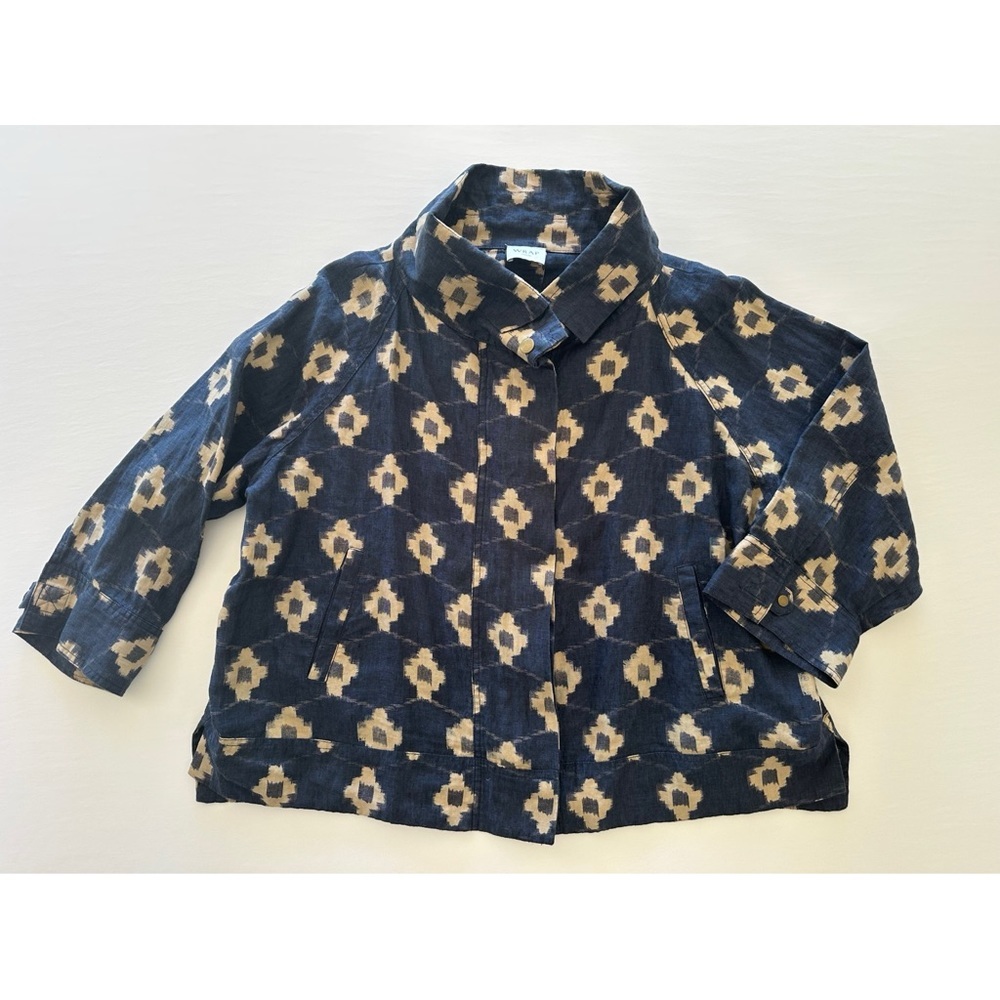 WRAP London Elsa 100% Linen Jacket Size 18 Lagenlook Minimalist Ikat